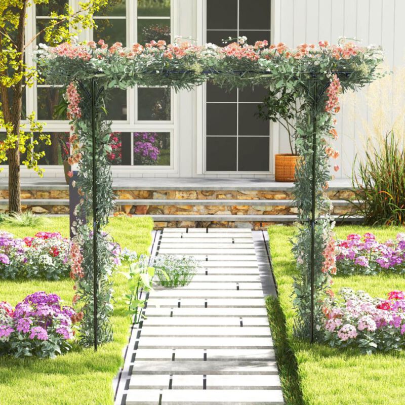 Hivvago 81 Inch Garden Arbor Metal Archway for Climbing Plants-Black