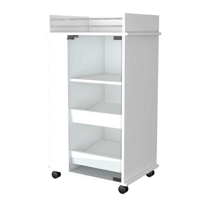 Willow Park Glass Door Bar Cart With Bottle Holder And Casters