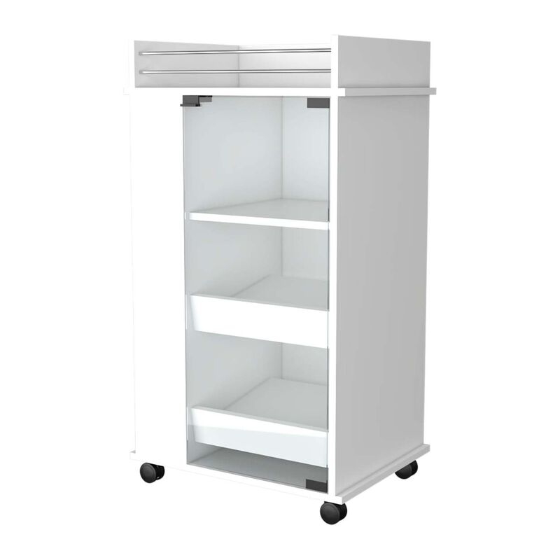 Willow Park Glass Door Bar Cart With Bottle Holder And Casters