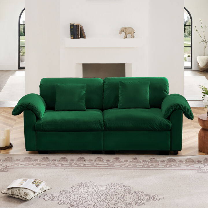 Merax Velvet Loveseat Sofa with Hidden Storage