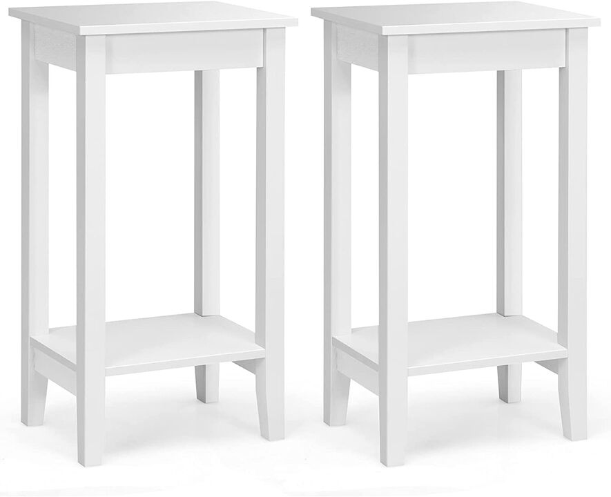 Set of 2 Versatile 2-Tier End Table with Storage Shelf