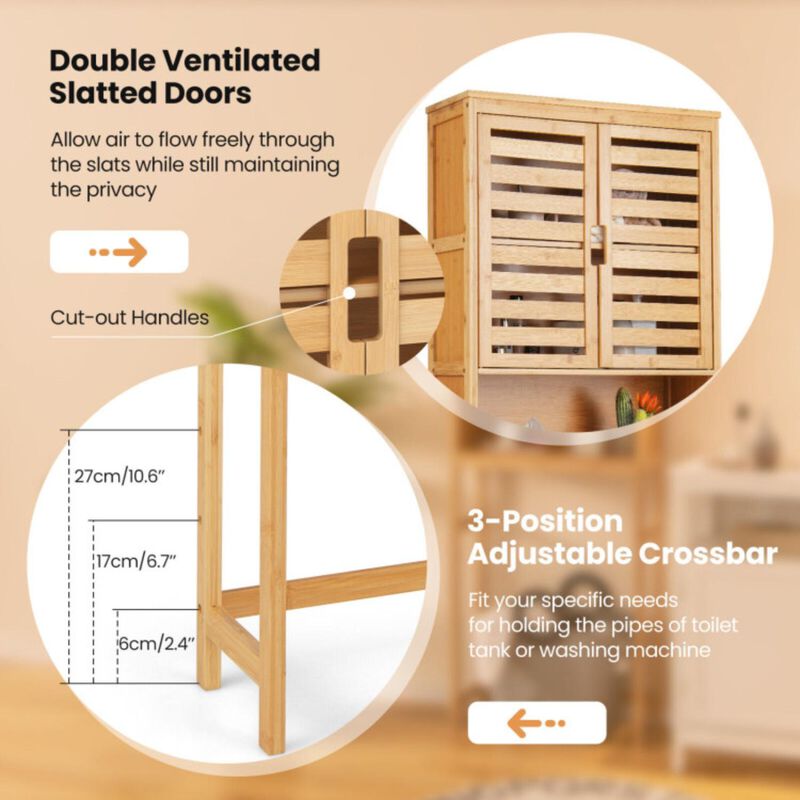 Hivvago Bamboo Over The Toilet Storage Cabinet Bathroom with Adjustable Shelf