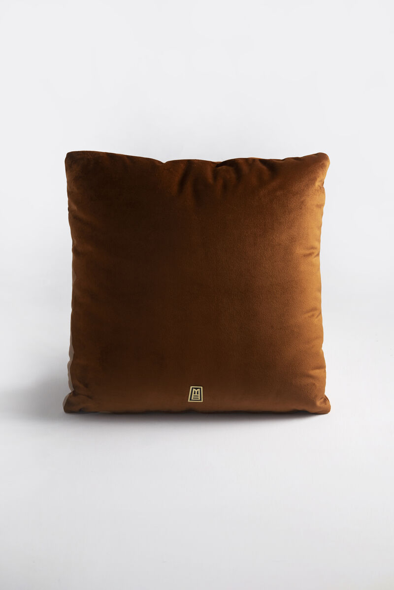 LLAMA Hand Embroidered Decorative Pillows in Terracota Velvet by ANDEAN, Set of 2, In Stock