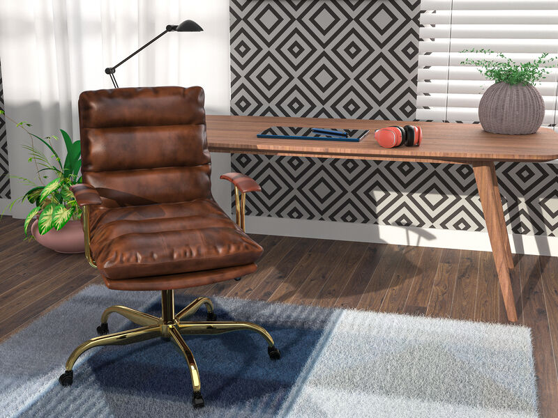 LeisureMod Regina Modern Padded Leather Adjustable Executive Office Chair with Tilt & 360-Degree Swivel – Ergonomic High-Back Desk Chair for Home and Office Comfort