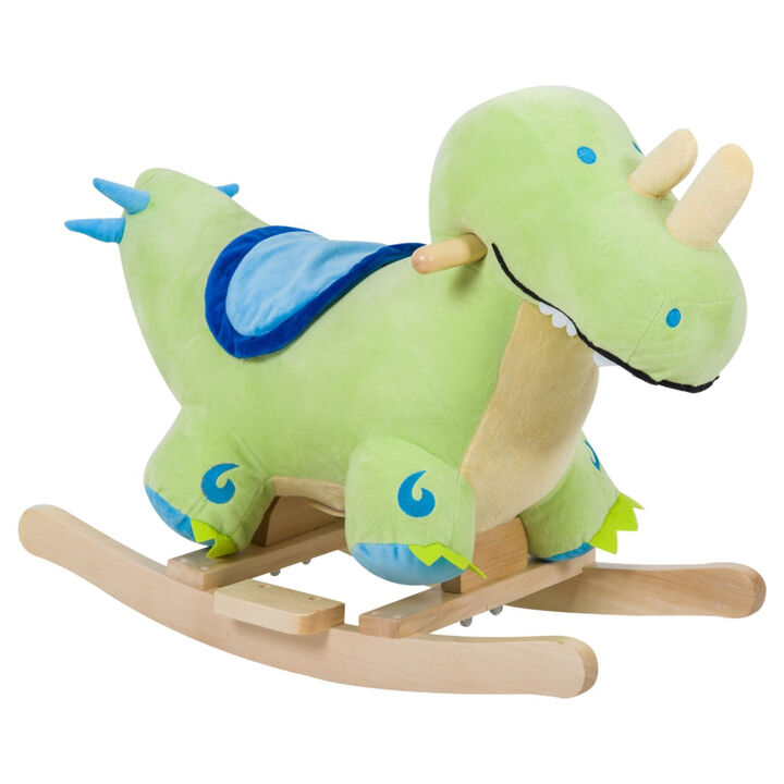 Prehistoric Playtime: Green Plush Dinosaur Rocker with Sounds