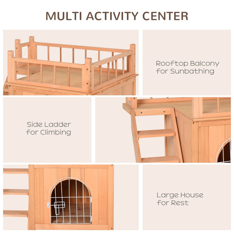 Feline Treehouse: 2-Story Outdoor Cat Sanctuary with Balcony