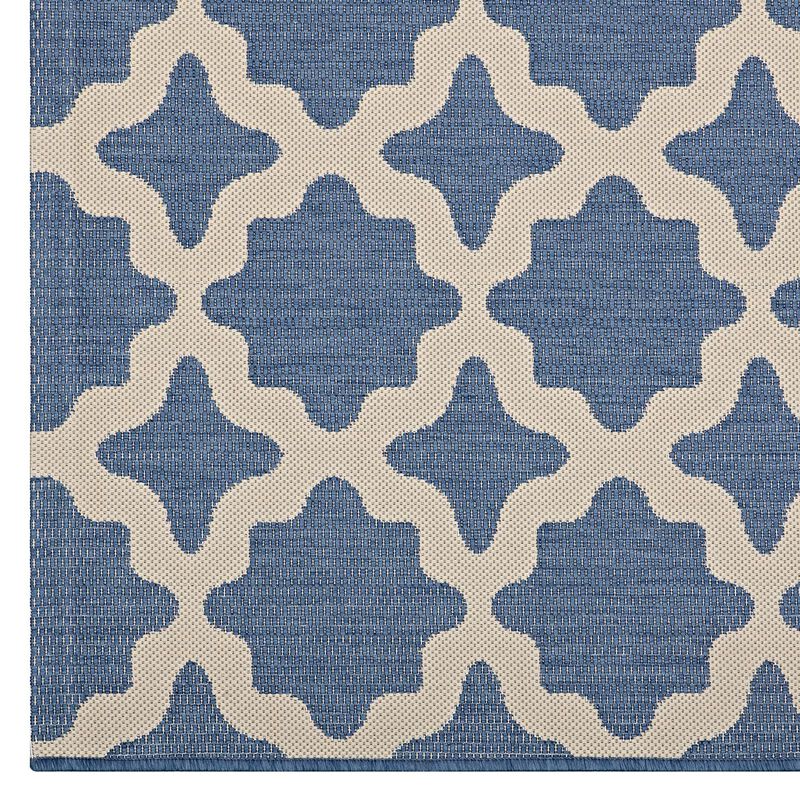Cerelia Moroccan Trellis 5x8 Indoor and Outdoor Area Rug - Blue and Beige