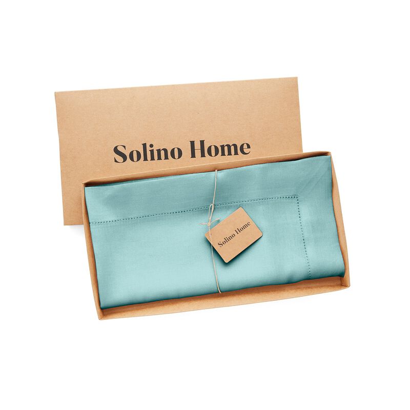 Solino Home 100% Pure Linen Table Throw 52 x 52 Inch | Classic Hemstitch for Valentines