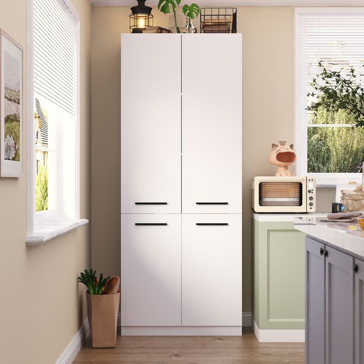 FUFU&GAGA 78.7" Kitchen Pantry Cabinet with Adjustable Shelves, (31.5" W x 13.7" D x 78.7" H),White