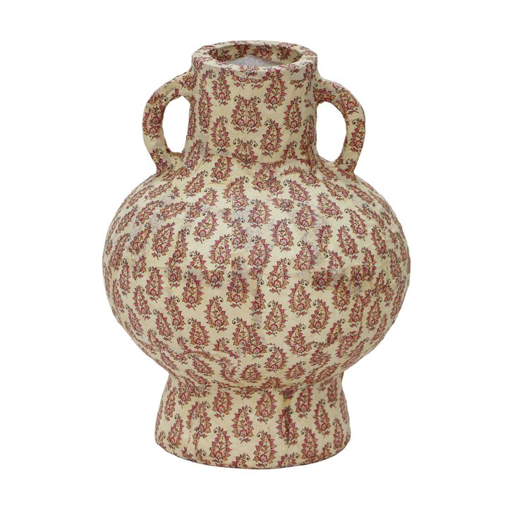 Cotton Mache Vase in Lisbon Tile