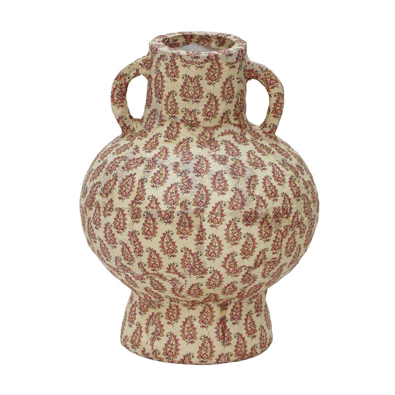 Cotton Mache Vase in Lisbon Tile