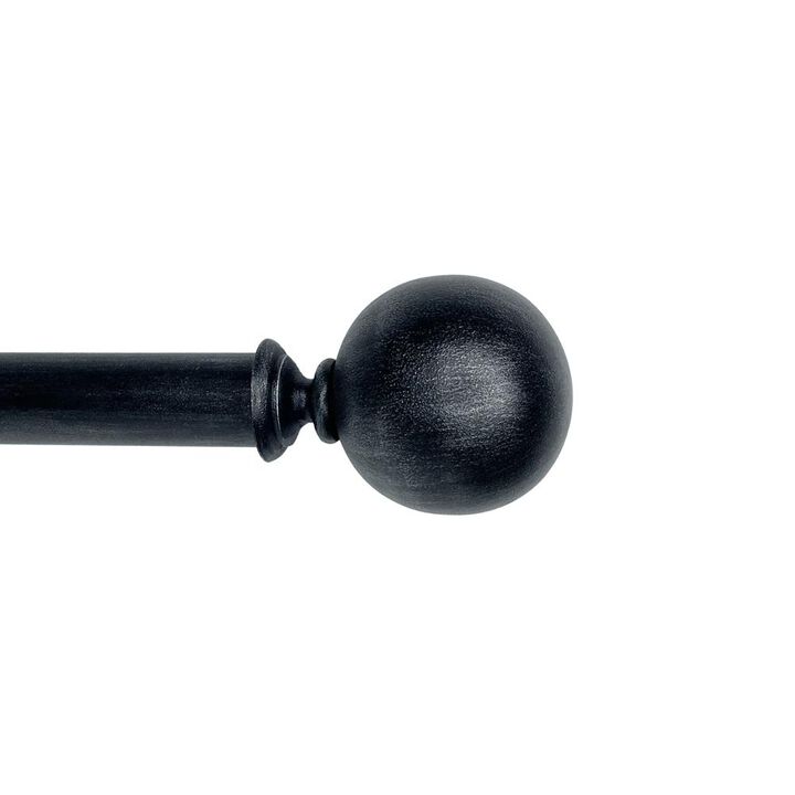 Versailles Heirloom Textured Ball Steel Heavy Duty Curtain Rods for Windows Set 32" - 86" Black/Silver