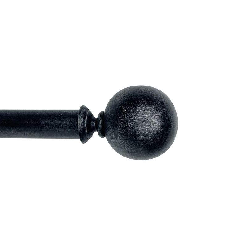 Versailles Heirloom Textured Ball Steel Heavy Duty Curtain Rods for Windows Set 32" - 86" Black/Silver