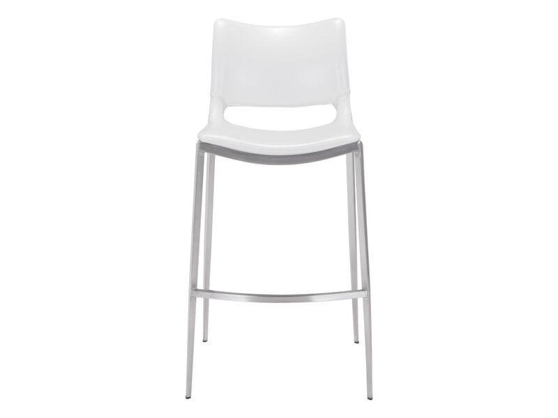 Ace Barstool (Set of 2) White & Silver