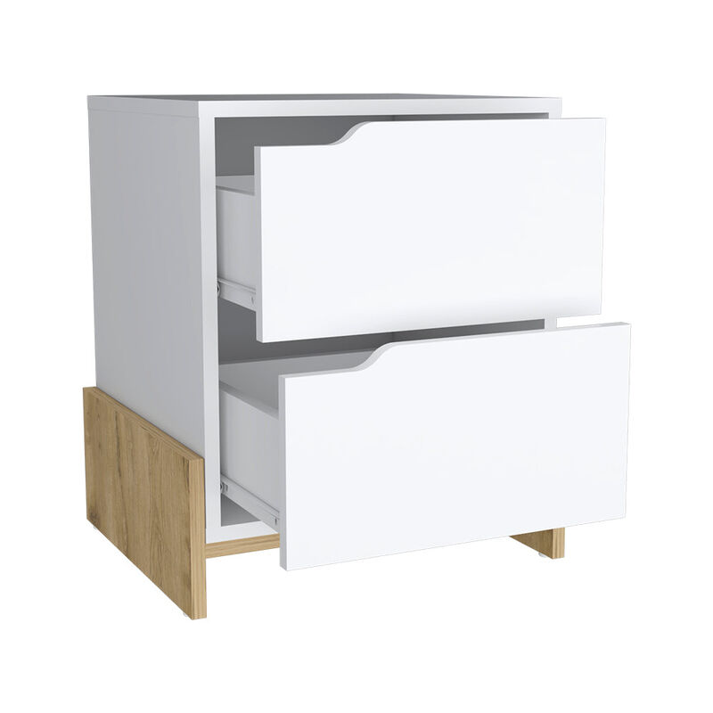 Nightstand Brookland, Bedroom, White / Macadamia