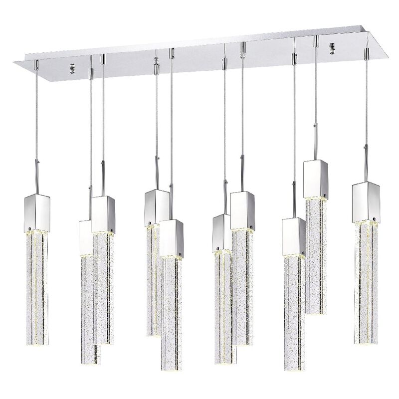 Sparkling Night Chandelier Chrome Metal and Acrylic 10 LED Light Dimmable Extra Large