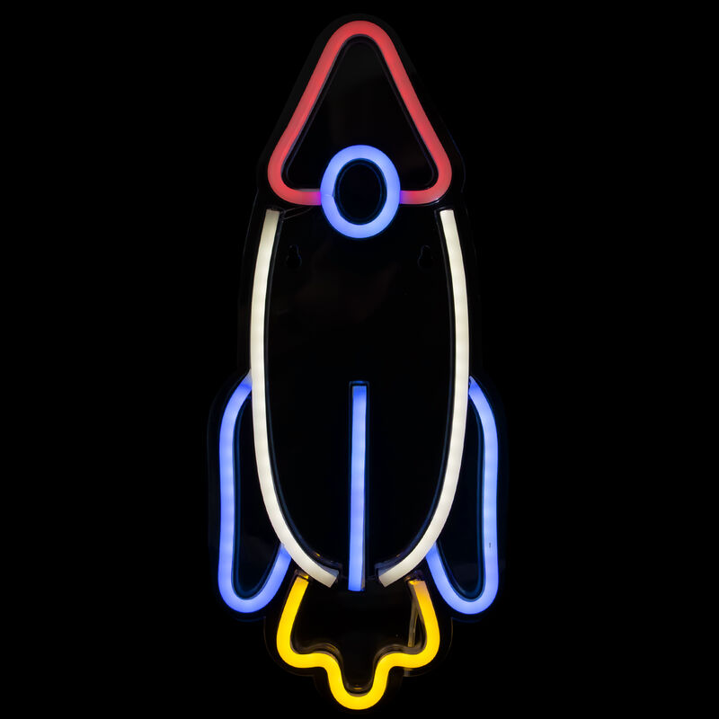 16.25" LED Neon Style Rocketship Wall Sign