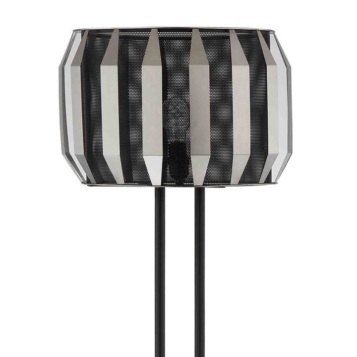 Pin 59 Inch Floor Lamp, Drum Shade, Metal Base, Accent Round Base, Black-Benzara