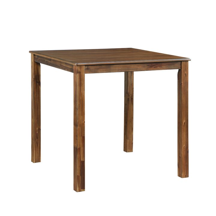 Tori 5 Piece Counter Height Dining Set, Square Table and 4 Chairs, Brown - Benzara