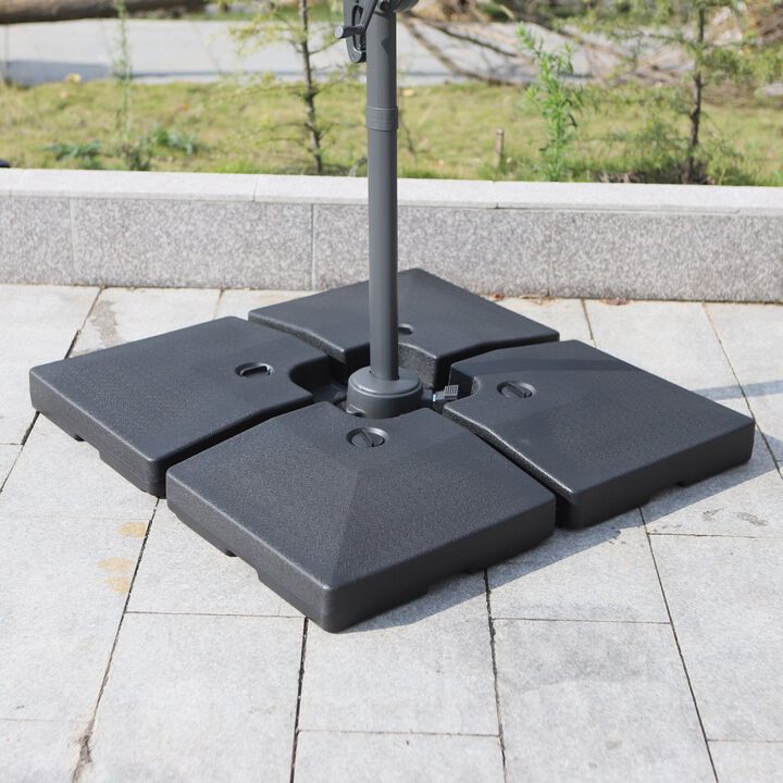 Heavy-Duty Umbrella Support: 4-Piece Black Base for Cantilever Umbrellas