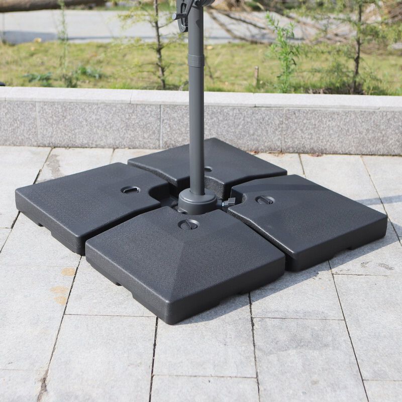 Heavy-Duty Umbrella Support: 4-Piece Black Base for Cantilever Umbrellas