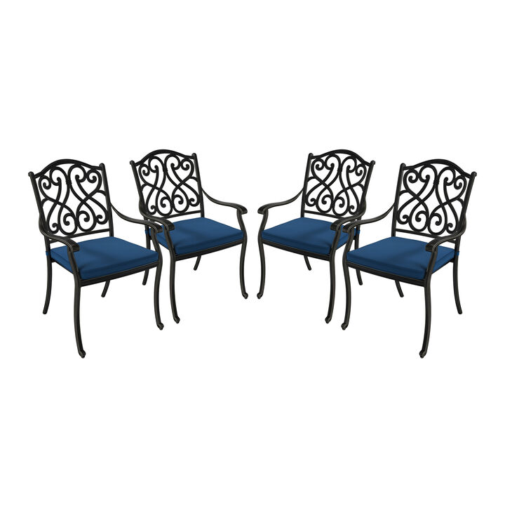 Mondawe 4 Piece Cast Aluminum Outdoor Dining Chairs with Cushion