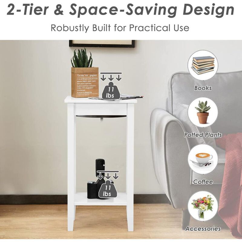 Hivvago Set of 2 Versatile 2-Tier End Table with Storage Shelf