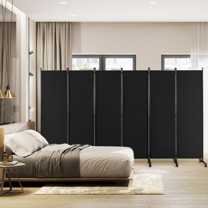 Hivvago 6 Panel 5.7 Feet Tall Rolling Room Divider on Wheels
