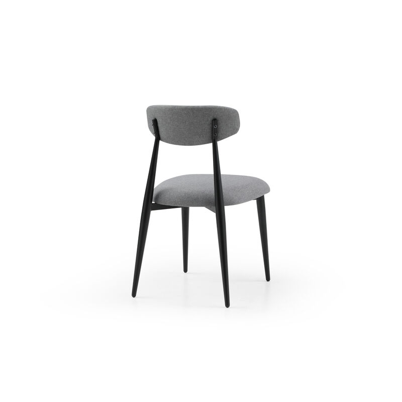Dining Chairs Set of 4, Curved Backrest Round Upholstered And Metal Frame, Grey