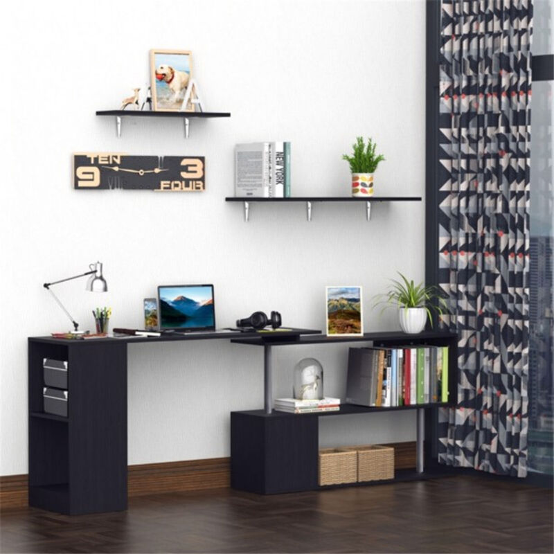 Modern L-Shaped Computer Desk for Home Office and Gaming