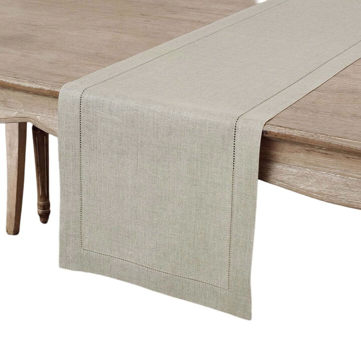 Solino Home 100% Pure Linen Table Runner | Classic Hemstitch for Valentines