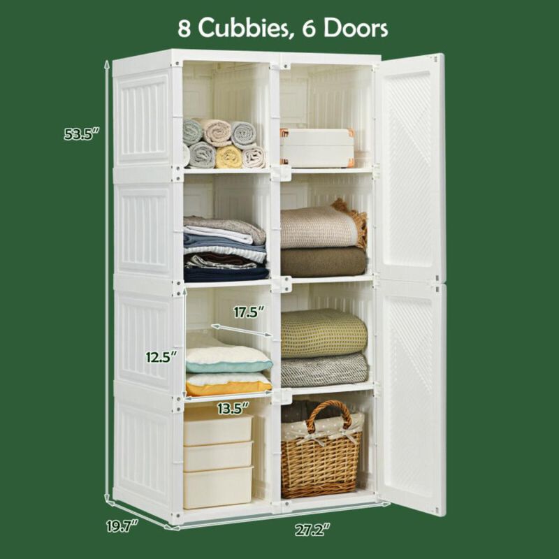Hivvago Foldable Armoire Wardrobe Closet with 8/10/12 Cubes