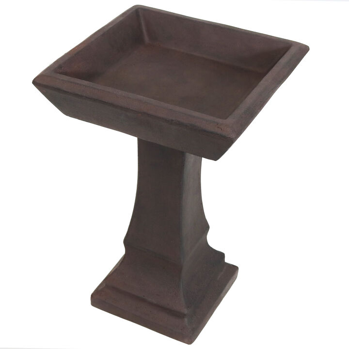 Sunnydaze Modern Glass Fiber Reinforced Concrete Bird Bath - 23 in - Dark