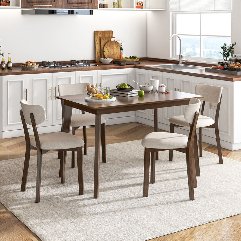 Wooden Dining Table with Rubber Wood Legs for 4 People, Ideal for Small Dining Spaces