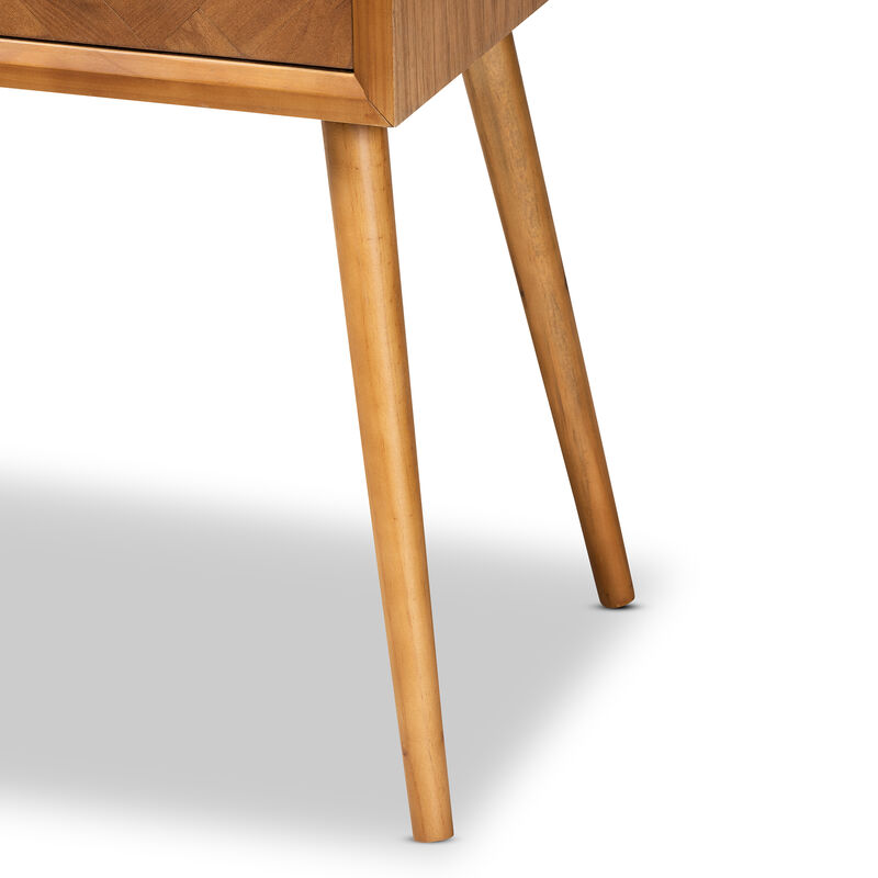 Baxton Studio Mae Mid Century Modern Natural Brown Finished Wood 2 Drawer Console Table