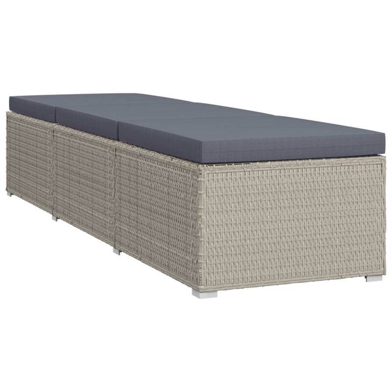 vidaXL Sun Lounger with Cushion Poly Rattan Gray