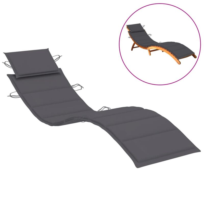 vidaXL Sun Lounger Cushion Anthracite 73.2"x22.8"x1.6"