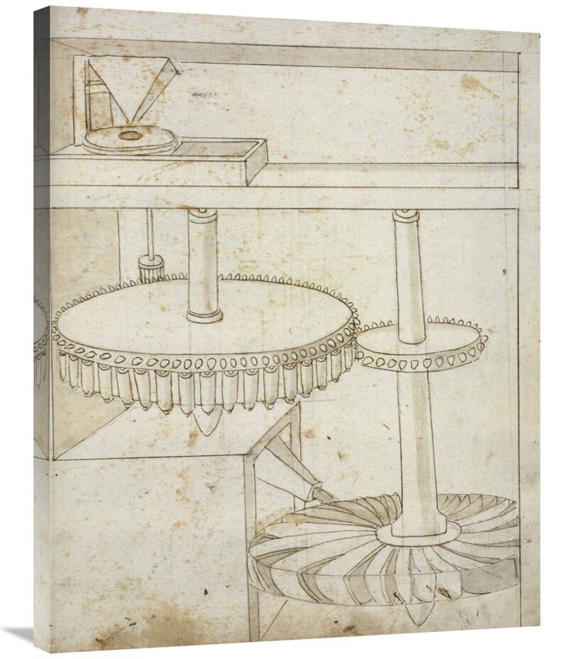 Folio 44: mill powered by horizontal wheel-Canvas Art-28x35