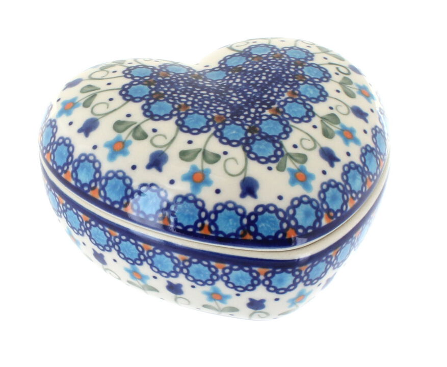 Blue Rose Polish Pottery Alyssa Large Heart Box