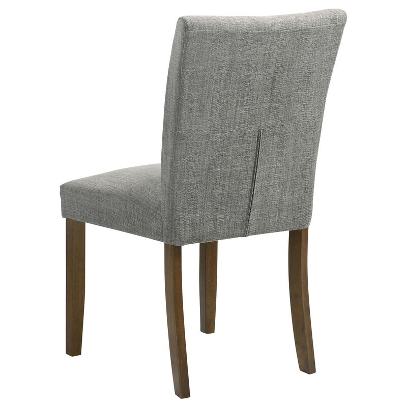 Cana Dining Chair Set of 2, Gray Fabric Foam Cushion, Brown Wood Legs - Benzara