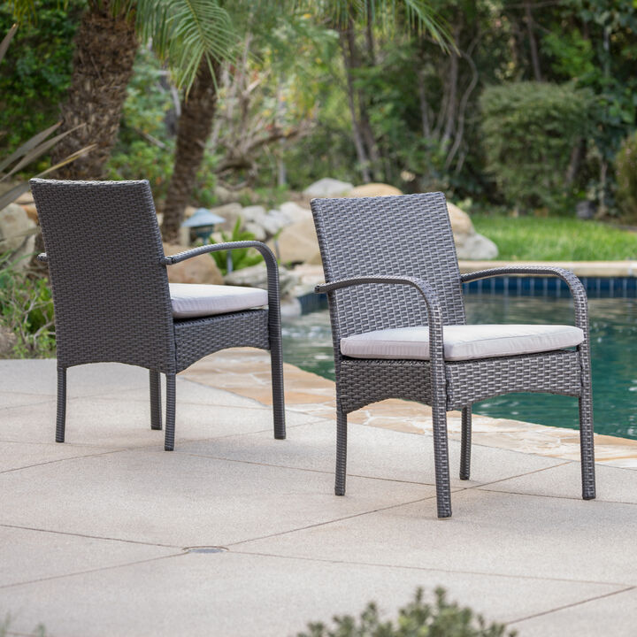 Merax PE Rattan Outdoor Dining Chairs 2 PCS