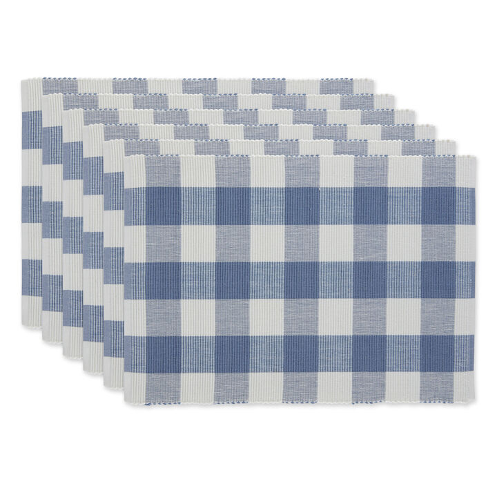 Set of 6 Blue and White Decorative Placemats  19"