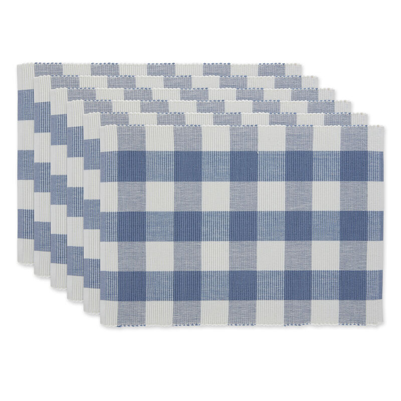 Set of 6 Blue and White Decorative Placemats  19"