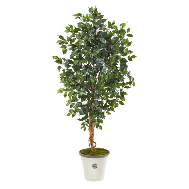 Hivvago 65 Inches Ficus Artificial Tree in Decorative Planter