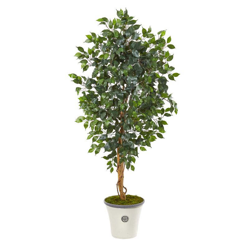 Hivvago 65 Inches Ficus Artificial Tree in Decorative Planter