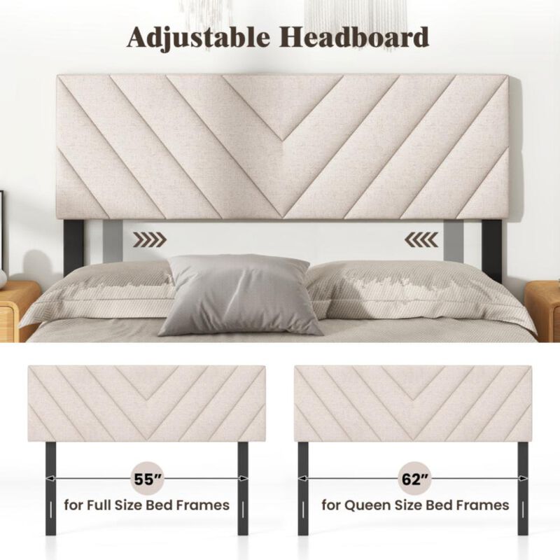 Hivvago Linen Upholstered Headboard for Full and Queen Size Bed Frames-Beige