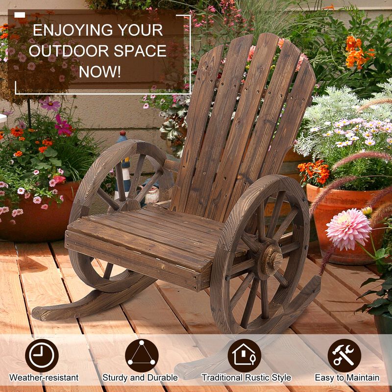 Brown Adirondack Rocker: All-Weather Patio Chair with Oversized Back