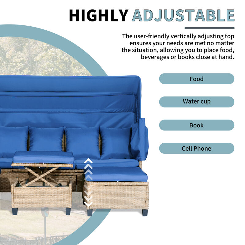 Merax UV-Proof Resin Wicker Patio Sofa Set with Canopy