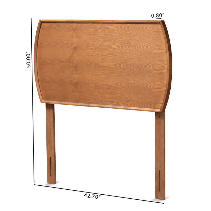 Baxton Studio Laurien Mid Century Modern Ash Walnut Finished Wood Twin Size Headboard