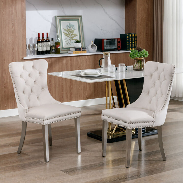 Contemporary Velvet Dining Chairs, Set of 2